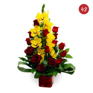 Dozen and a Half (18) Roses with Orchids