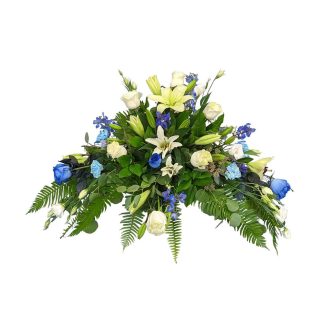 White and Blue Casket Spray