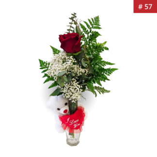 Single Rose with Bear