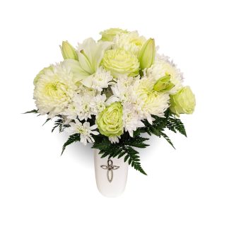 Blessing Bouquet with ceramic cross vase